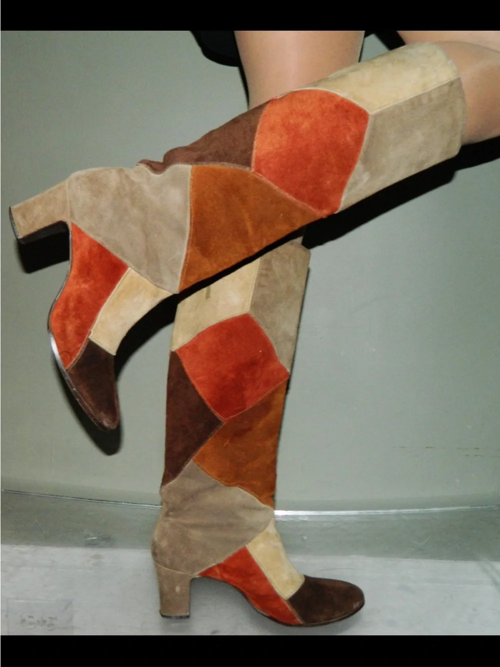 Vintage Patchwork Suede Boots